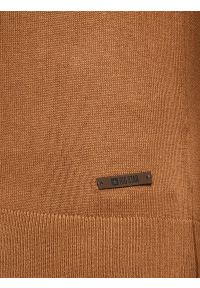 Big-Star - Sweter męski z kołnierzykiem polo brązowy Bradson 802. Okazja: na co dzień. Typ kołnierza: polo. Kolor: brązowy. Materiał: wiskoza. Długość rękawa: długi rękaw. Długość: długie. Styl: sportowy, elegancki, casual #3