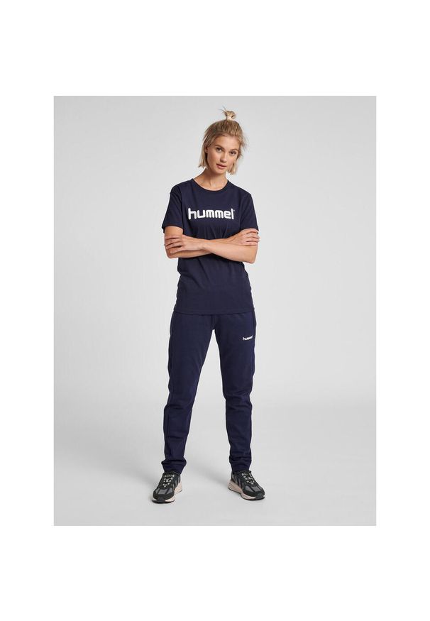 Koszulka sportowa z krótkim rękawem damska Hummel Cotton Logo. Kolor: niebieski. Długość rękawa: krótki rękaw. Długość: krótkie