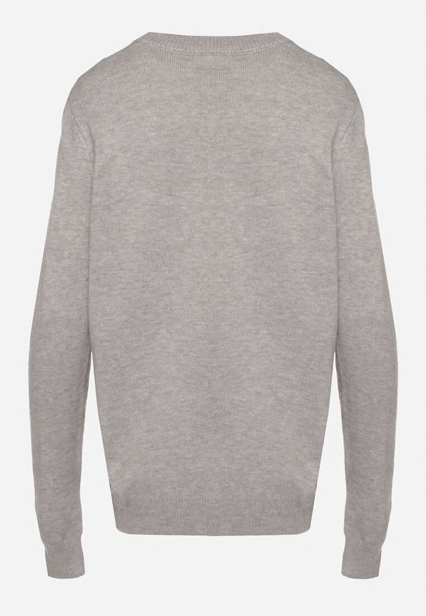 Born2be - Szary Klasyczny Sweter z Wełną Mailira. Okazja: na co dzień, do pracy. Kolor: szary. Materiał: wełna. Styl: klasyczny