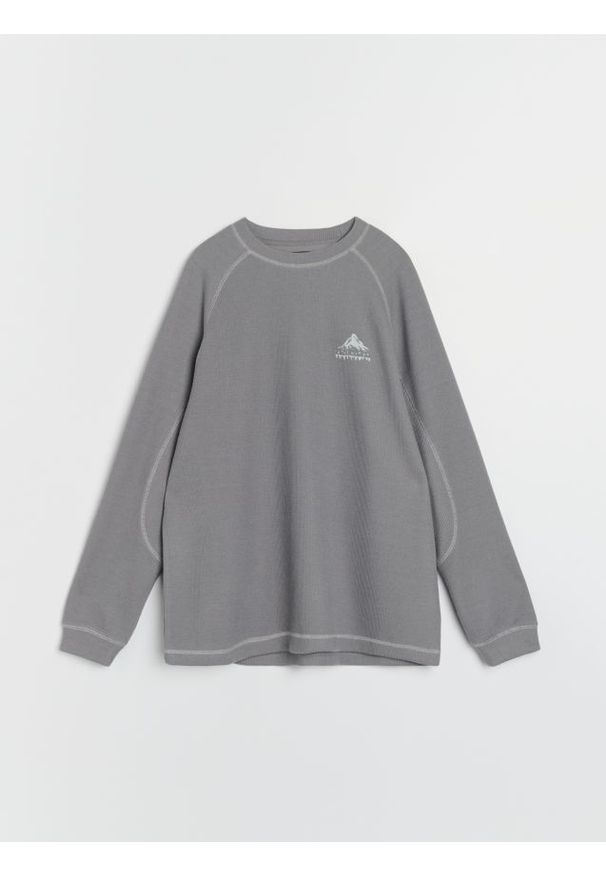 Sinsay - Prążkowana bluza crewneck - szary. Kolor: szary. Materiał: prążkowany