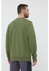 Jack Wolfskin bluza bawełniana męska kolor zielony gładka. Okazja: na co dzień. Kolor: zielony. Materiał: bawełna. Wzór: gładki. Styl: casual