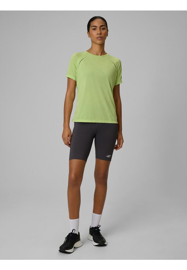 4f - 4F Koszulka do biegania szybkoschnąca damska - żółta XS. Kolor: żółty. Materiał: dzianina. Długość: długie. Sport: fitness, bieganie