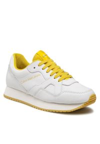 Sneakersy Calvin Klein Jeans Retro Runner Low Lth-Tpu Wn YW0YW00787 White/Dune Yellow 0K5. Kolor: biały. Materiał: skóra