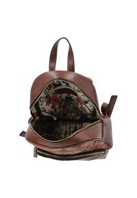 Brązowy Elegancki Damski Plecak Laura Vita. Kolor: brązowy. Materiał: materiał. Wzór: kwiaty. Styl: elegancki #5
