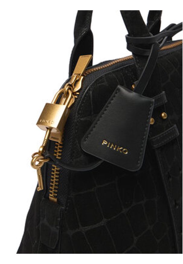 Pinko - PINKO Torebka Bowling Bag Medium AI 25-26 PLTT 105906 A2YW Czarny. Kolor: czarny. Materiał: zamszowe, skórzane