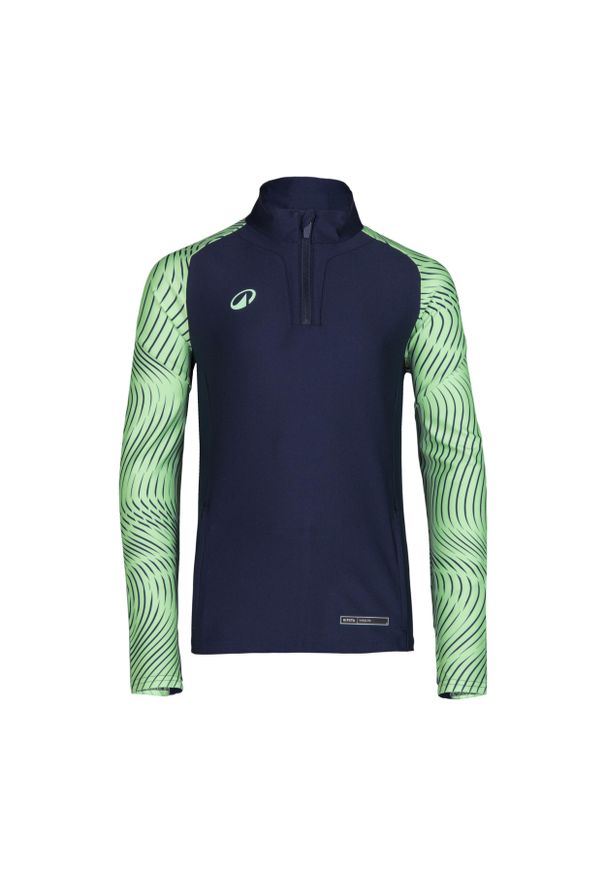 KIPSTA - Bluza piłkarska na krótki suwak dla dzieci Kipsta Viralto Wavy Club. Kolor: wielokolorowy, niebieski, zielony. Materiał: materiał, poliester, elastan. Długość: krótkie. Sport: piłka nożna