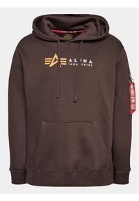 Alpha Industries Bluza Label 118331 Brązowy Regular Fit. Kolor: brązowy. Materiał: bawełna