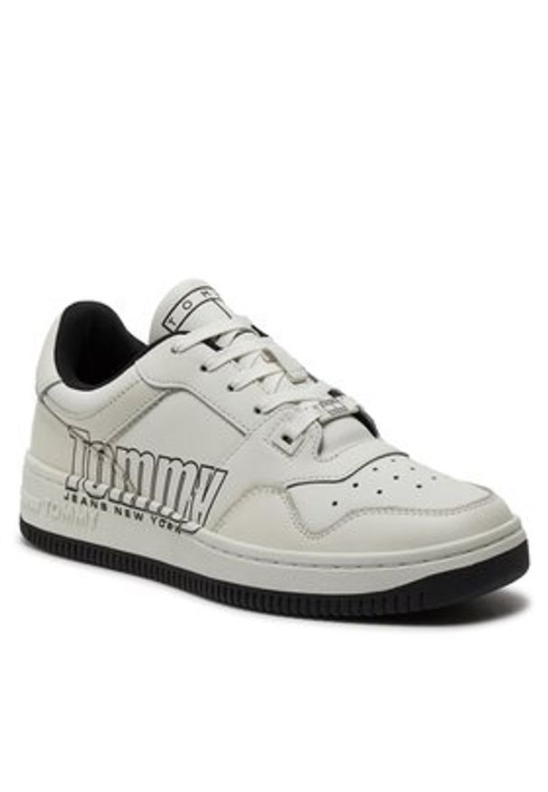 Tommy Jeans Sneakersy Tjm Basket Logo EM0EM01257 Biały. Kolor: biały. Materiał: skóra