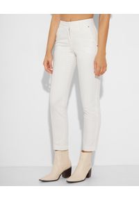 PESERICO - Białe spodnie jeansowe 7/8. Kolor: biały