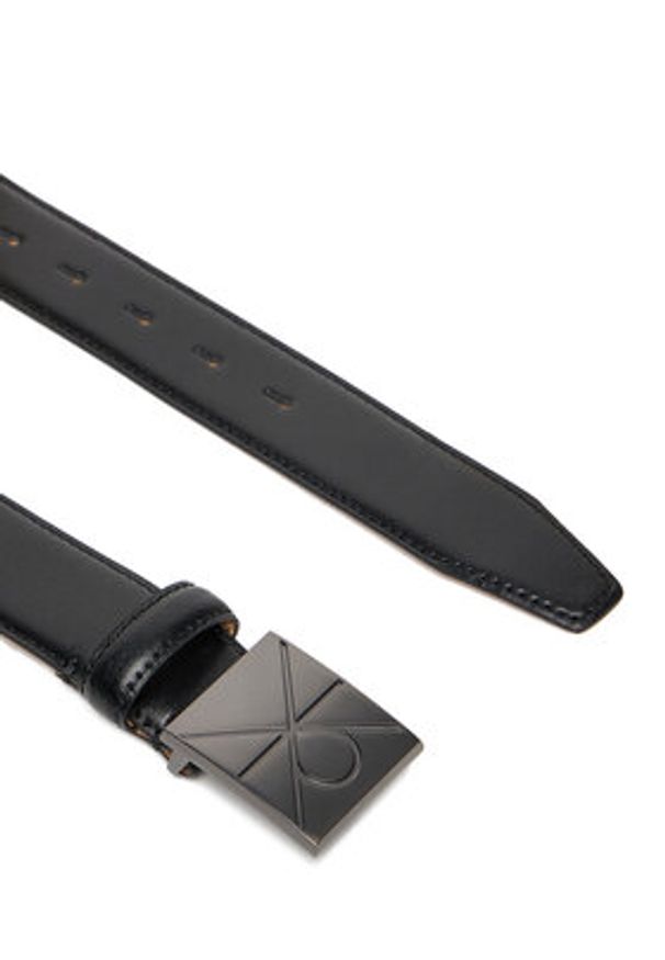 Calvin Klein Pasek Męski Emblem Plaque Buckle 32Mm LV04D7046G Czarny. Kolor: czarny. Materiał: skóra