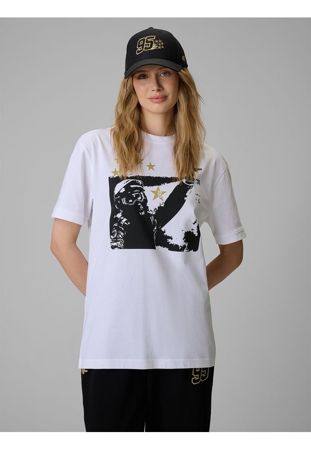 4f - 4F T-shirt regular z nadrukiem uniseks 4F x Bartosz Zmarzlik - biały M. Okazja: na co dzień. Kolor: biały. Materiał: materiał, bawełna. Wzór: nadruk. Styl: casual, klasyczny, sportowy