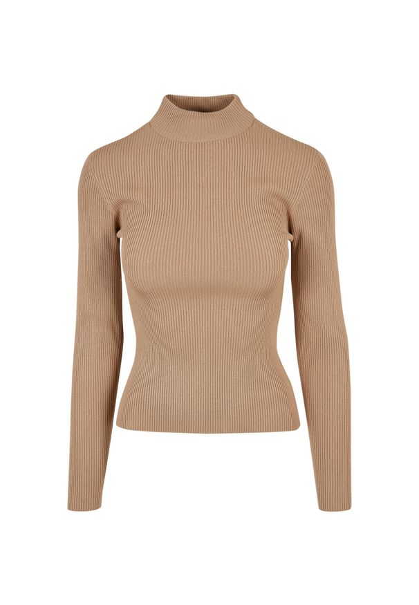 Damski sweter z prążkowanym golfem Urban Classics GT. Typ kołnierza: golf. Kolor: beżowy. Materiał: prążkowany. Sezon: zima. Sport: golf