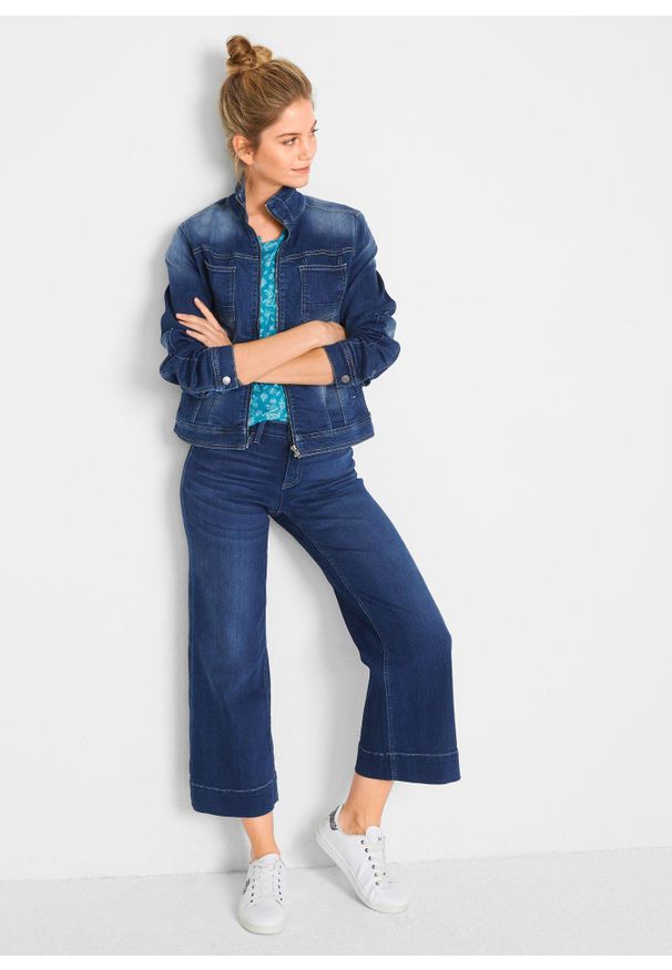 bonprix - Bardzo miękkie dżinsy 7/8, culotte. Okazja: do pracy. Kolor: niebieski