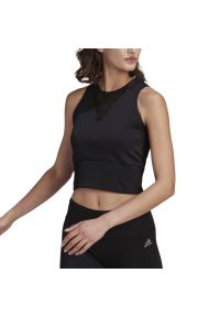 Adidas - Koszulka adidas Run Fast Aeroknit Running Crop Top H57772 - czarna. Kolor: czarny. Materiał: materiał, nylon, elastan, poliester. Sport: bieganie