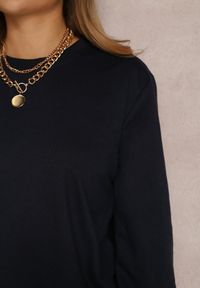 Renee - Granatowa Bluza Sopat. Kolor: niebieski. Materiał: prążkowany, dresówka, dzianina. Długość rękawa: długi rękaw. Długość: długie. Wzór: gładki #4