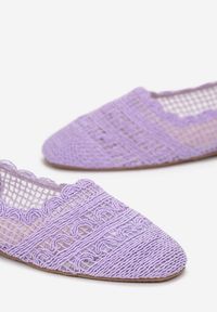 Born2be - Fioletowe Ażurowe Balerinki Taisha. Kolor: fioletowy. Wzór: ażurowy. Sezon: wiosna, lato #2