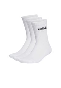 Adidas - Skarpety adidas Sportswear Linear Crew Cushioned Socks 3 Pairs HT3455 - białe. Kolor: biały. Materiał: bawełna, poliester, elastan, materiał, nylon. Wzór: napisy, aplikacja #1