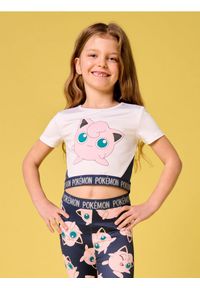 Sinsay - Krótka bluzka Pokémon - kremowy. Kolor: kremowy. Długość rękawa: krótki rękaw. Długość: krótkie. Wzór: nadruk #1