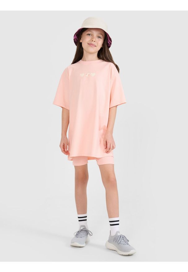 4f - 4F T-shirt oversize z nadrukiem dziewczęcy - pomarańczowy 164 (13-14 lat). Okazja: na co dzień. Kolor: pomarańczowy. Materiał: bawełna, materiał, jersey. Długość rękawa: krótki rękaw. Długość: krótkie. Wzór: nadruk. Sezon: lato. Styl: klasyczny, elegancki, sportowy, casual