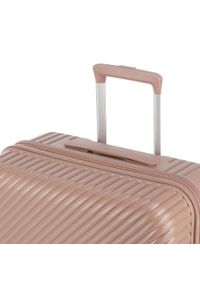 Wittchen - Średnia walizka z polikarbonu w paseczki pudrowy róż. Kolor: różowy. Materiał: tworzywo sztuczne, guma. Wzór: geometria #2