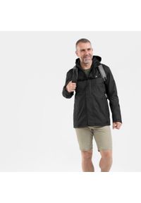 quechua - Kurtka turystyczna męska Quechua NH500 wodoodporna. Kolor: czarny. Materiał: materiał, poliester. Sport: turystyka piesza