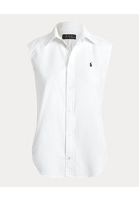 Ralph Lauren - RALPH LAUREN - Bawełniana koszula Oxford bez rękawów z logo. Typ kołnierza: polo. Kolor: biały. Materiał: bawełna. Długość rękawa: bez rękawów. Sezon: lato. Styl: klasyczny, elegancki #2