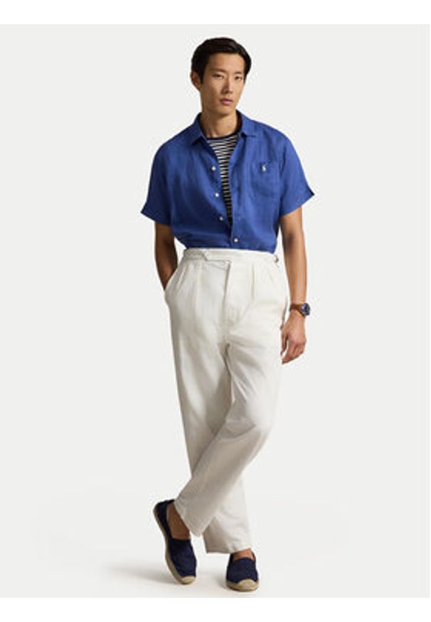 Polo Ralph Lauren Koszula 710966421503 Niebieski Regular Fit. Typ kołnierza: polo. Kolor: niebieski. Materiał: len