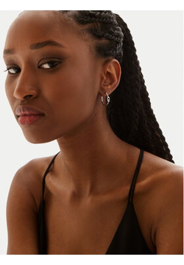 Coach Kolczyki Signature Hoop Earrings 37408160RHO030 Srebrny. Materiał: metalowe. Kolor: srebrny