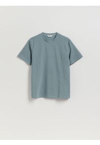 Reserved - Strukturalny t-shirt comfort fit - granatowy. Kolor: niebieski. Materiał: dzianina, bawełna