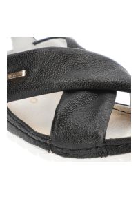 Czarne Sandały Armodo Modne Obuwie Damskie. Zapięcie: pasek. Kolor: czarny. Materiał: skóra. Sezon: lato. Obcas: na obcasie. Styl: elegancki. Wysokość obcasa: średni #6