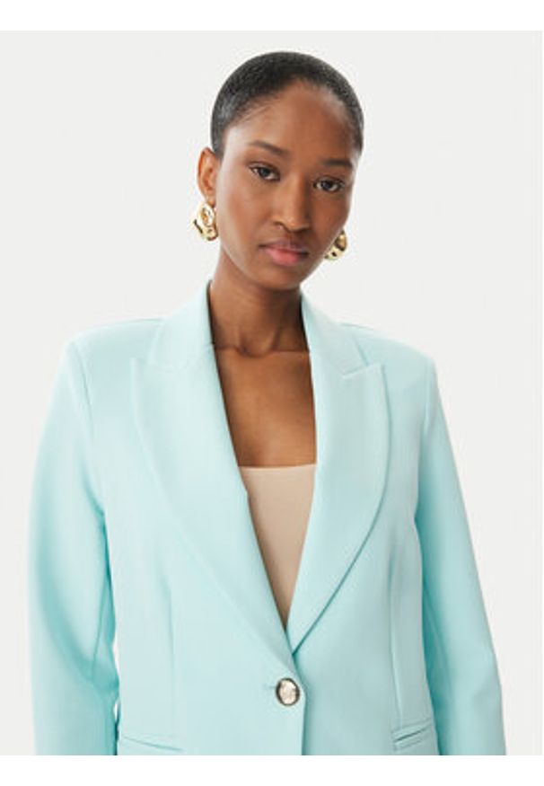 Maryley Marynarka 26EB187/43AC Turkusowy Regular Fit. Kolor: turkusowy. Materiał: syntetyk