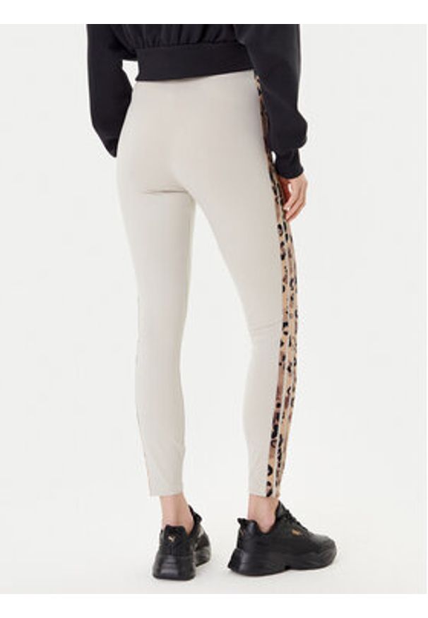 Adidas - adidas Legginsy Animal Print 3-Stripes JM1867 Beżowy Slim Fit. Kolor: beżowy. Materiał: bawełna. Wzór: nadruk