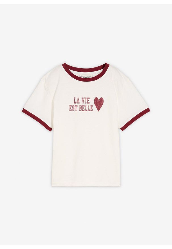 bonprix - T-shirt z czystej bawełny organicznej. Kolor: biały. Materiał: bawełna