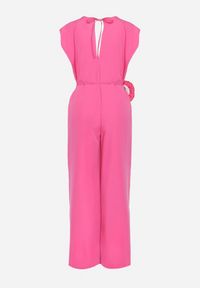 Born2be - Różowy Wiązany Kombinezon z Prostymi Nogawkami i Wiskozą oraz Kwiatową Aplikacją Dimenna. Kolor: różowy. Materiał: wiskoza. Wzór: aplikacja, kwiaty. Styl: elegancki #5