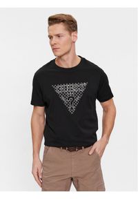 Guess T-Shirt Ss Cn Triangle Embro M4RI27 K8FQ4 Czarny Regular Fit. Kolor: czarny. Materiał: bawełna