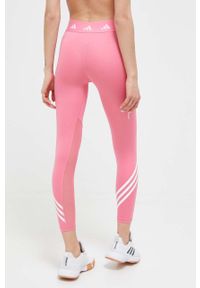 adidas Performance legginsy treningowe Techfit 3-Stripes kolor różowy z nadrukiem. Stan: podwyższony. Kolor: różowy. Materiał: skóra, materiał. Technologia: Techfit (Adidas). Wzór: nadruk. Sport: fitness #4