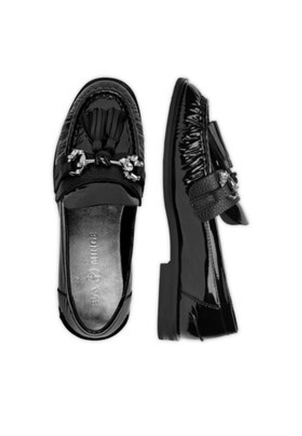 Eva Minge Loafersy PETUNIA-V1792-335-1 Czarny. Kolor: czarny. Materiał: lakier, skóra
