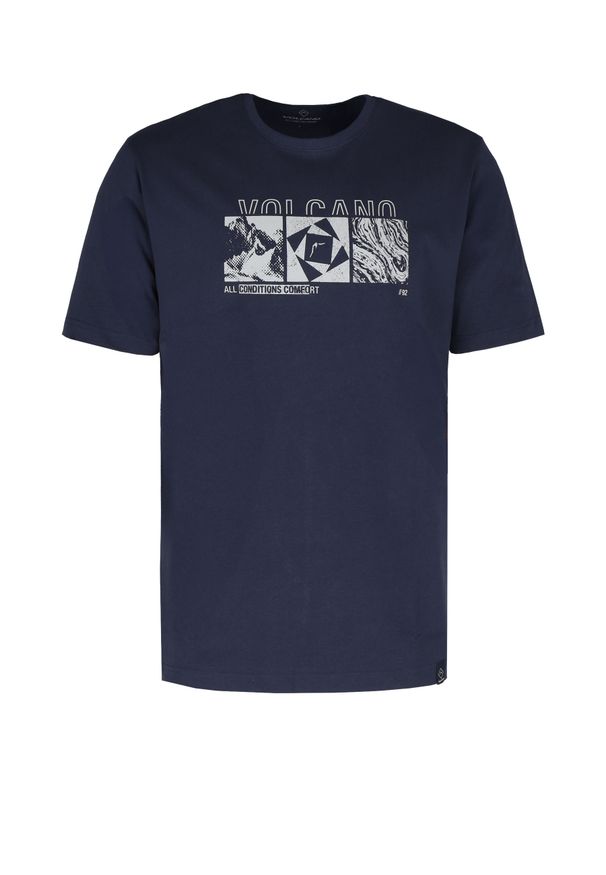 Volcano - T-shirt z outdoorowym nadrukiem, Comfort Fit, T-KELLY. Kolor: niebieski. Materiał: bawełna. Długość rękawa: krótki rękaw. Długość: krótkie. Wzór: nadruk