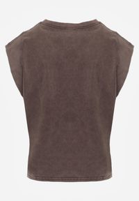 Born2be - Brązowy Bawełniany Top z Efektem Sprania Belatia. Okazja: na co dzień. Kolor: brązowy. Materiał: bawełna. Styl: casual #7