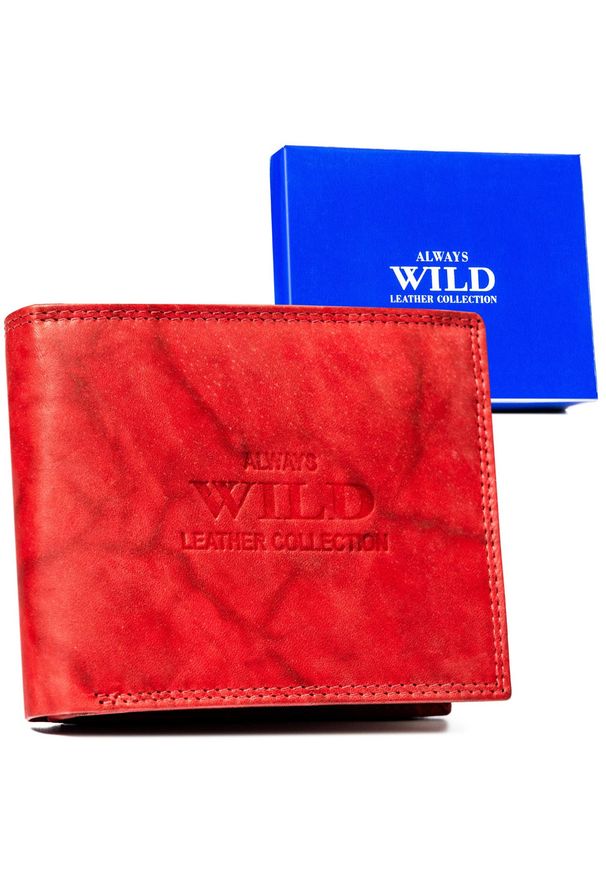 ALWAYS WILD - Portfel skórzany Always Wild AW-N7-MAL czerwony. Kolor: czerwony. Materiał: skóra