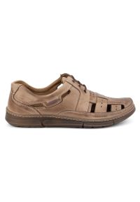 KENT Buty męskie na lato ażurowe 600 brązowe. Okazja: na co dzień. Kolor: brązowy. Materiał: skóra. Wzór: ażurowy. Sezon: lato. Styl: sportowy, casual #8
