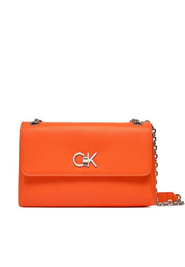 Calvin Klein Torebka Re-Lock Ew Conv Crossbody K60K611084 Pomarańczowy. Kolor: pomarańczowy. Materiał: skórzane