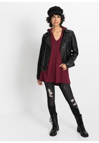 bonprix - Długi shirt z kapturem. Typ kołnierza: kaptur. Kolor: czerwony. Materiał: bawełna. Długość rękawa: długi rękaw. Długość: długie #2