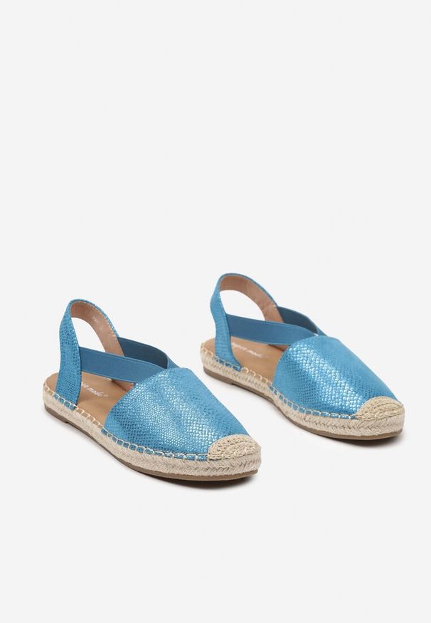 Born2be - Niebieskie Płaskie Espadryle z Imitacji Skóry Wialla. Kolor: niebieski. Materiał: skóra. Sezon: lato