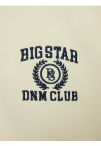 Big-Star - Bluza damska w stylu college z haftem z dekoltem v-neck kremowa Gabriella 103. Okazja: na spacer. Kolor: biały. Materiał: denim, dresówka, dzianina. Długość: krótkie. Wzór: haft. Styl: vintage, sportowy