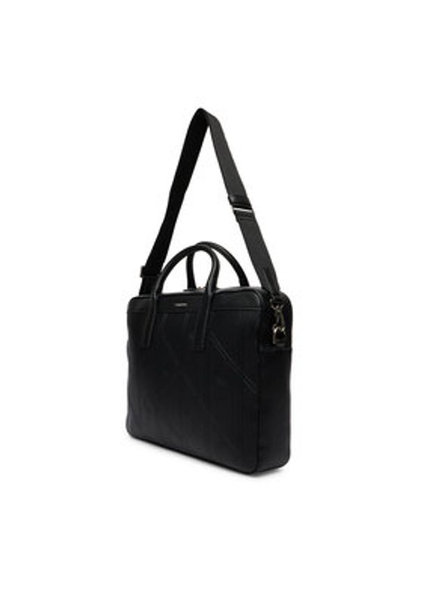 Calvin Klein Torba na laptopa Emblem Aop Emboss Commuter LV04D3329G Czarny. Kolor: czarny. Materiał: skóra