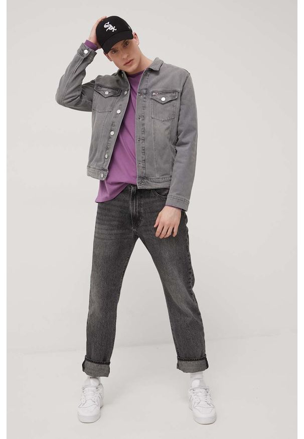 Tommy Jeans kurtka jeansowa BF5173 męska kolor szary przejściowa. Kolor: szary