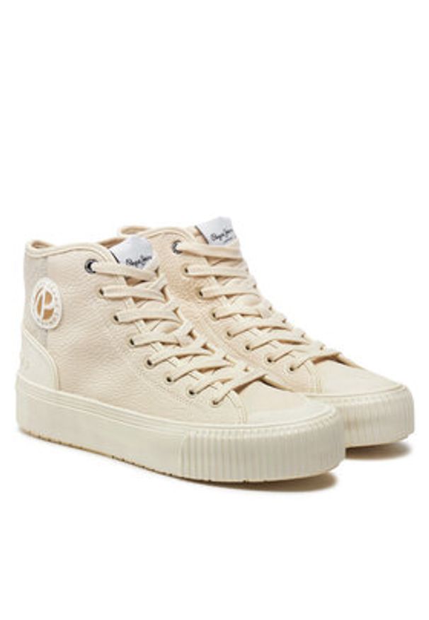 Pepe Jeans Trampki PLS31576 Écru. Materiał: skóra