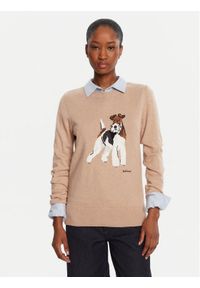 Barbour Sweter Fareham LKN1688BE12 Beżowy Regular Fit. Kolor: beżowy. Materiał: bawełna