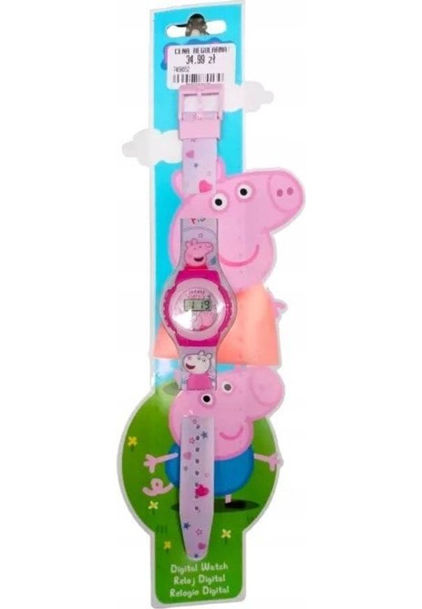 Kids Euroswan Zegarek cyfrowy KE02 ECO Świnka Peppa. Peppa Pig (bez plastikowego opakowania) PP09046 Kids Euroswan. Rodzaj zegarka: cyfrowe